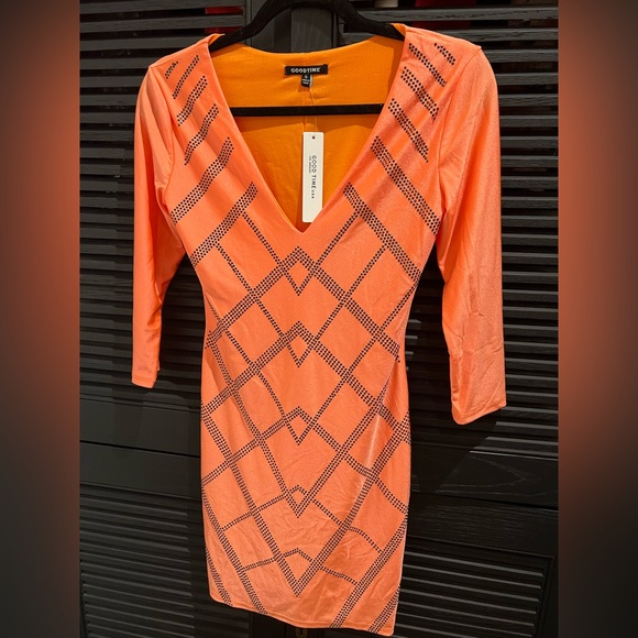 Bright Neon Orange Mini Dress New with Tag - Picture 1 of 4